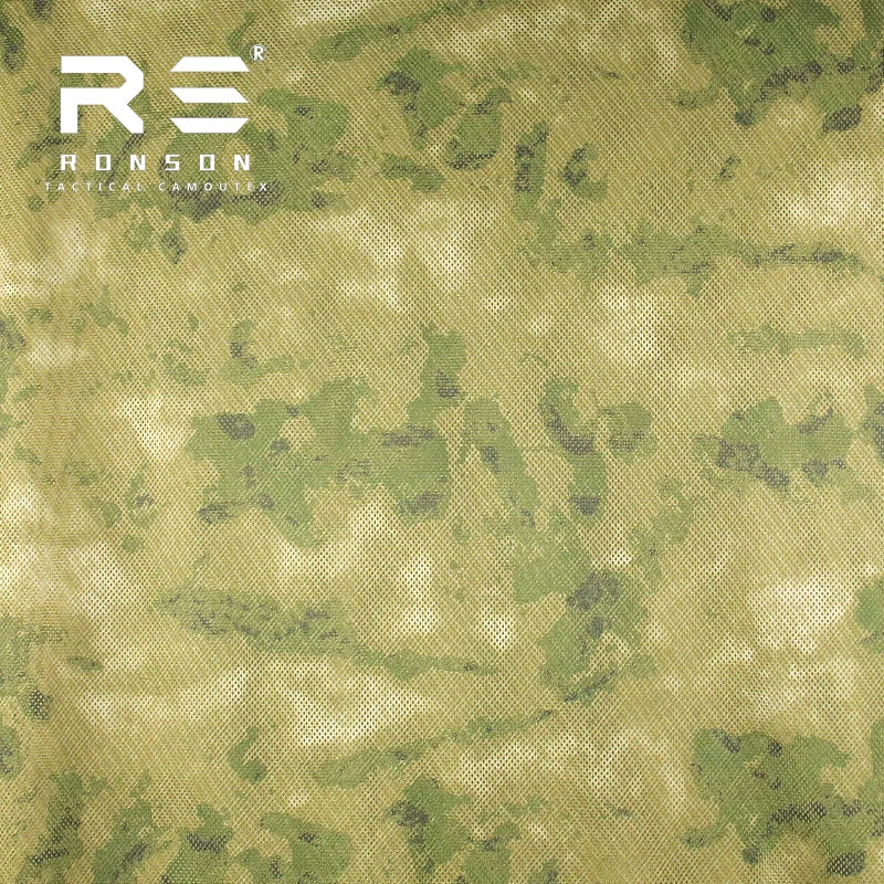 A-TACS-FG Camouflage Printed 230gsm 100% Polyester Mesh Tactical Knitted Tricot Memory Fabric for Outdoor Bags Durable Use