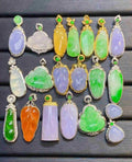 18K Gold Diamond Pendant a Grade Jadeite Laughing Buddha White Gold Jade Buddha Pendant Necklace