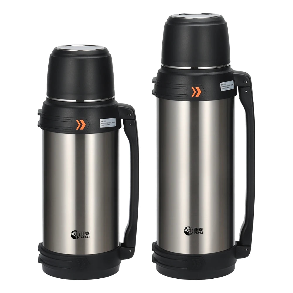 YATAI 2000ML Travel Tea Hot Flask Double Wall Insulated Vacuum Flask Stainless Steel Water Bottle with Foldable Handle and Lid