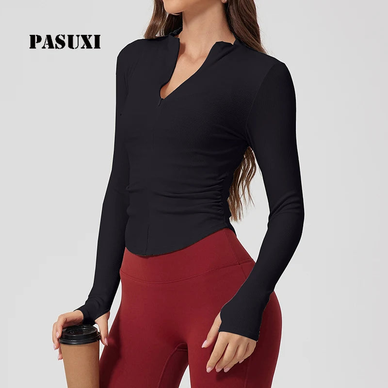 PASUXI Hot Sale High Elastic Women's Yoga Tops - Long Sleeve Workout Shirts for Women - Sportswear Fitness Training Clothes