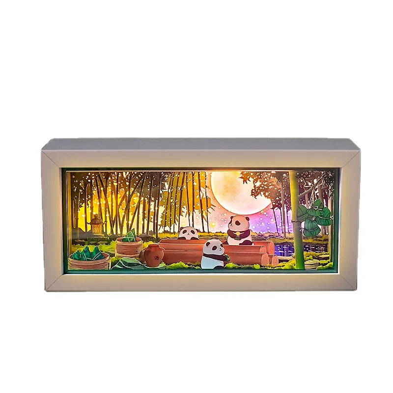 2026 New Products PandaPaper Cut Light Box Anime Manga Decor Usb Light Box Night Lighting Paper Engraved Shadow Box