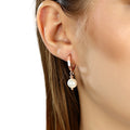 Azuris Elegant Luxurious 925 Sterling Silver Hoop Earrings with Round AA Grade White Majorca Pearl Trendy Fine Jewelry