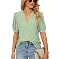 Women's Summer Fashion Casual V-neck Solid Color Hollowed-out Puff Sleeve Loose Women's t Shirts Top Womens Summer Clothing