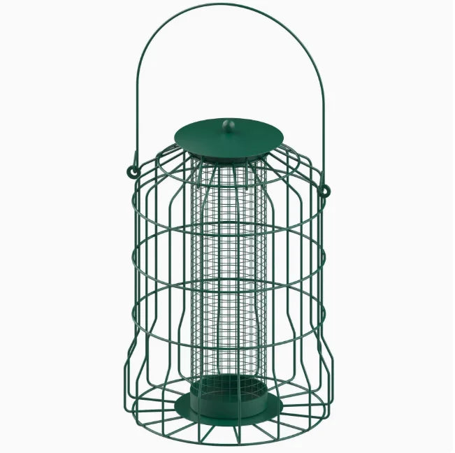 Squirrel-Proof Metal Bird Feeder Eco-Friendly Wall-Mounted Design for Outdoor Winter Use Holds Seeds for Birds