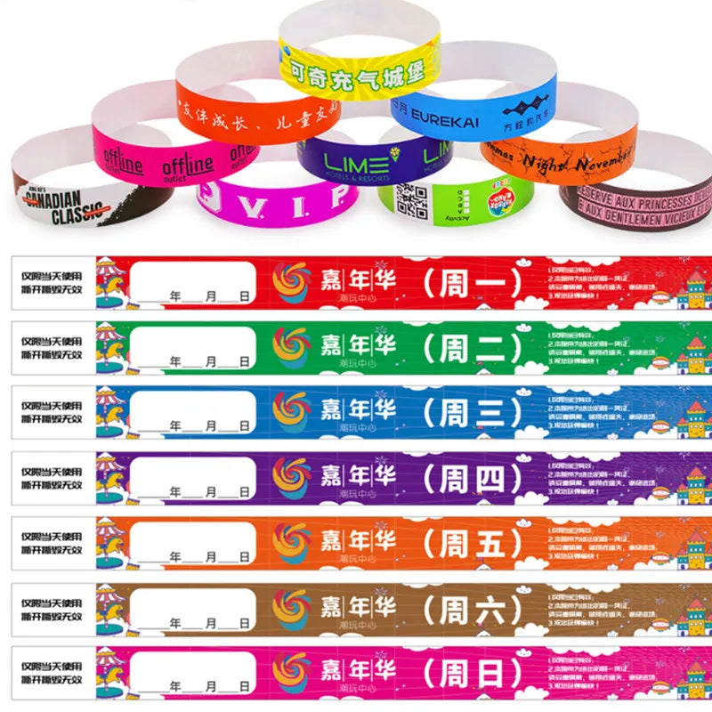 HXY Promotional Tyvek Paper Waterproof Heat Transfer Printed Event Wristbands Customized Logo-Sports Themed Tradeshow Giveaways
