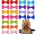 Puppy Pet Small Bowknot Hair Bows with Metal Clips Rubber Bands Handmade Dog Hair Accessories Bow Pet Grooming Products