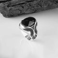 Wholesale Azuris VALKH1204 925 Sterling Silver Ottoman Style Men's Ring with Natural Stone Agate Handmade in Turkey