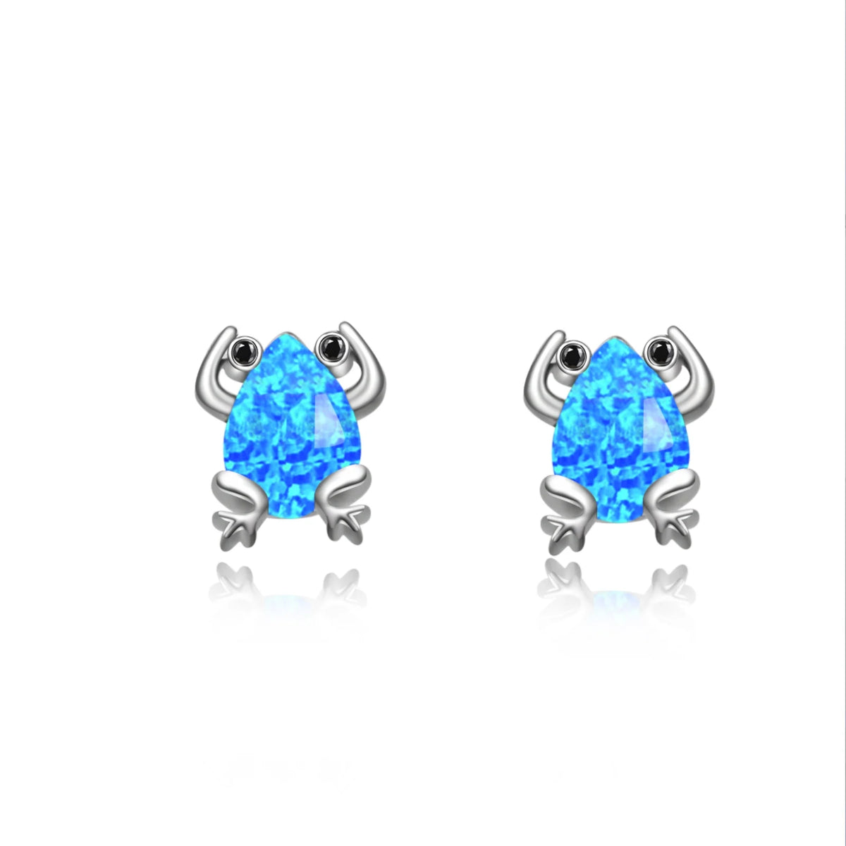 Aobao Cute Christian Animal Frog-Shaped Brass Opal Stud Earrings 925 Silver Plated Dainty Gift for Women MegaBDM