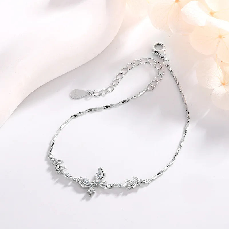 Hot Sale butterfly Charm Bracelet for Women Fashion S925 Sterling Silver All-match Style Party Anniversary Gift MegaBDM