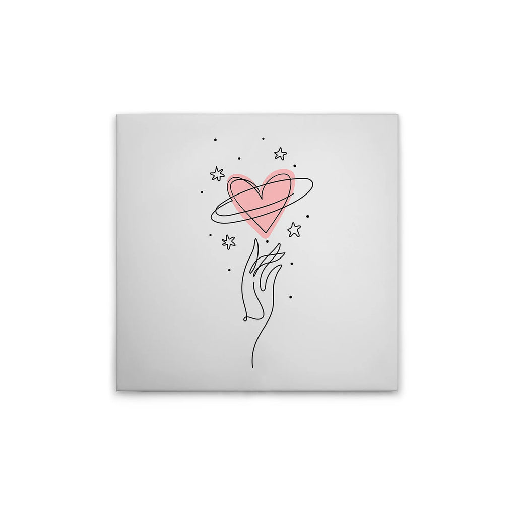Made in Germany Modern Home Decor Canvas Wall Mural with Hearts Design White & Pink Wooden Stretcher Frame Hanging Wedding