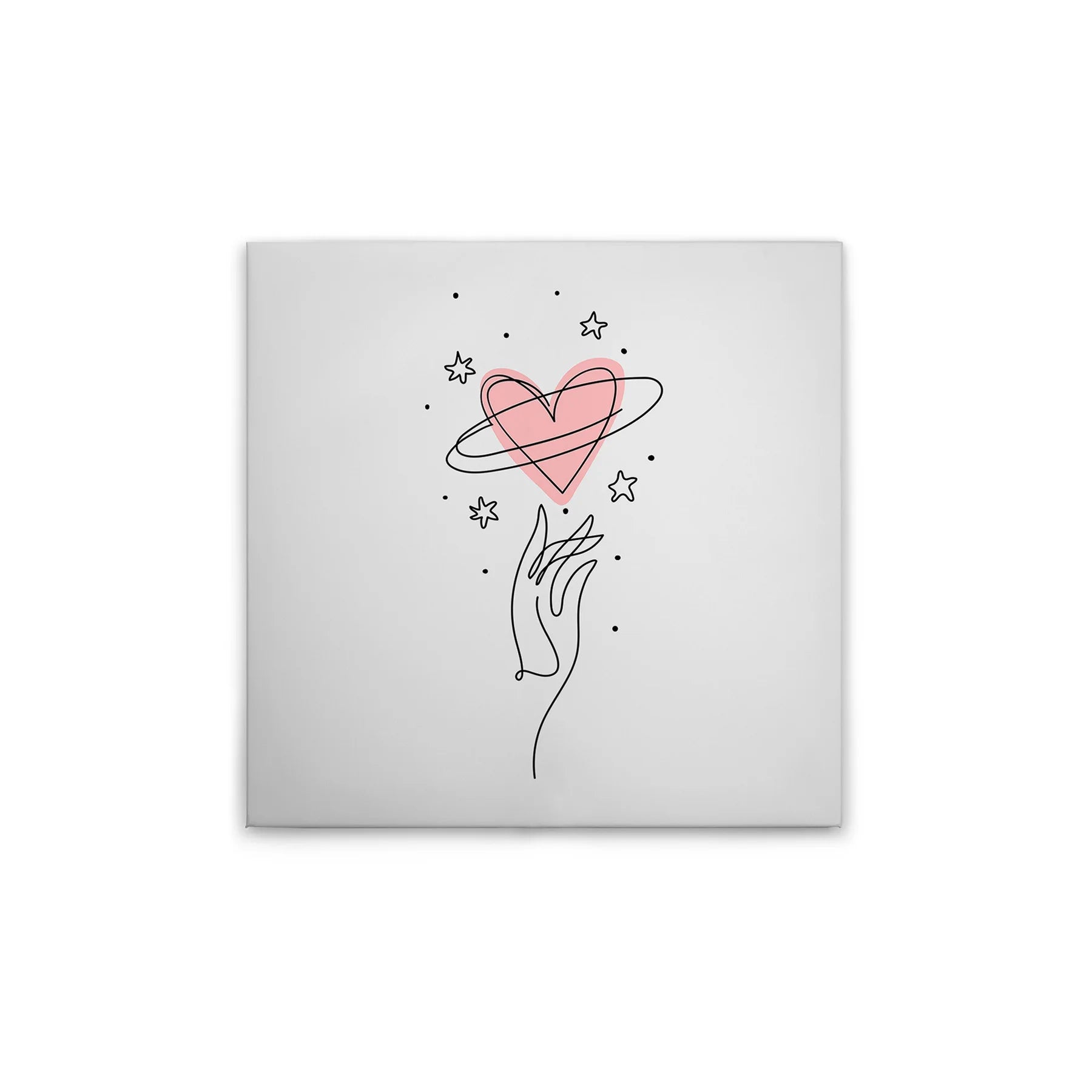 Made in Germany Modern Home Decor Canvas Wall Mural with Hearts Design White & Pink Wooden Stretcher Frame