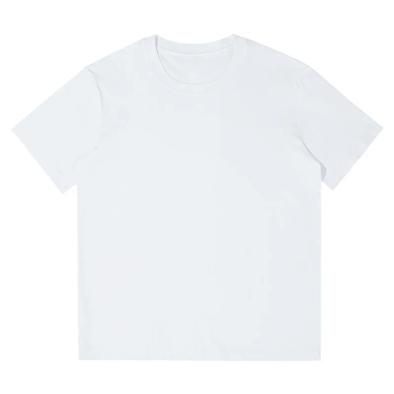 Oem customized 230g pure cotton loose drop shoulder short sleeve men's summer new japanese style solid color simple t shirt