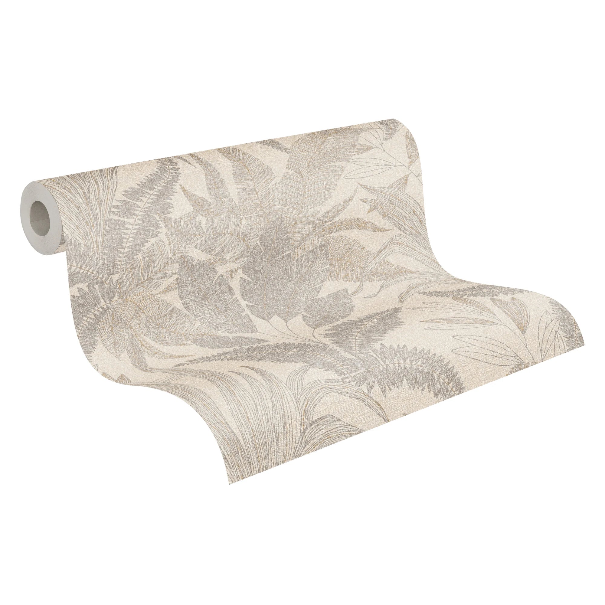 Made in Germany Floral Beige Gold Non Woven Vinyl Wallpaper Rolls-Modern Kitchen Bathroom Use Highly Wash-Resistant 1005x053m
