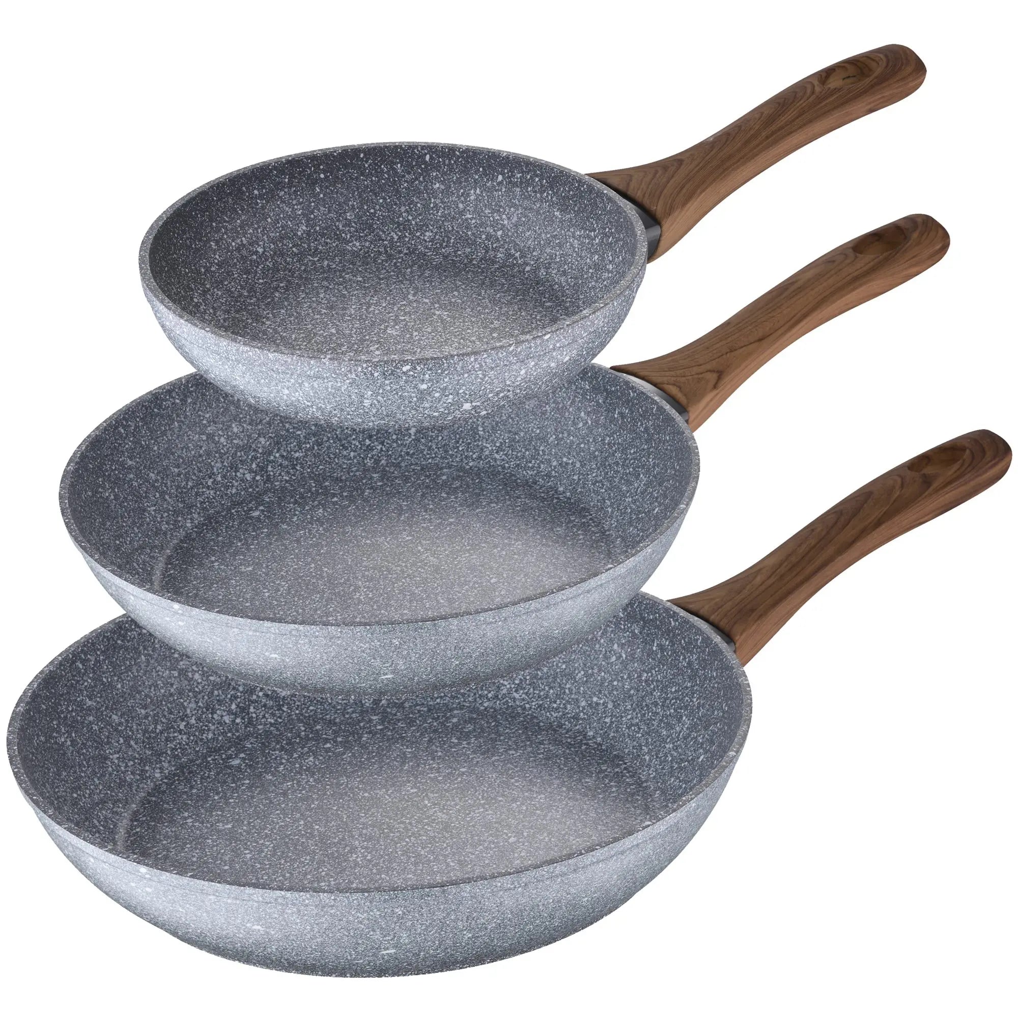 Set of 3 frying pans 22 26 and 28 Daimiel forged aluminum induction