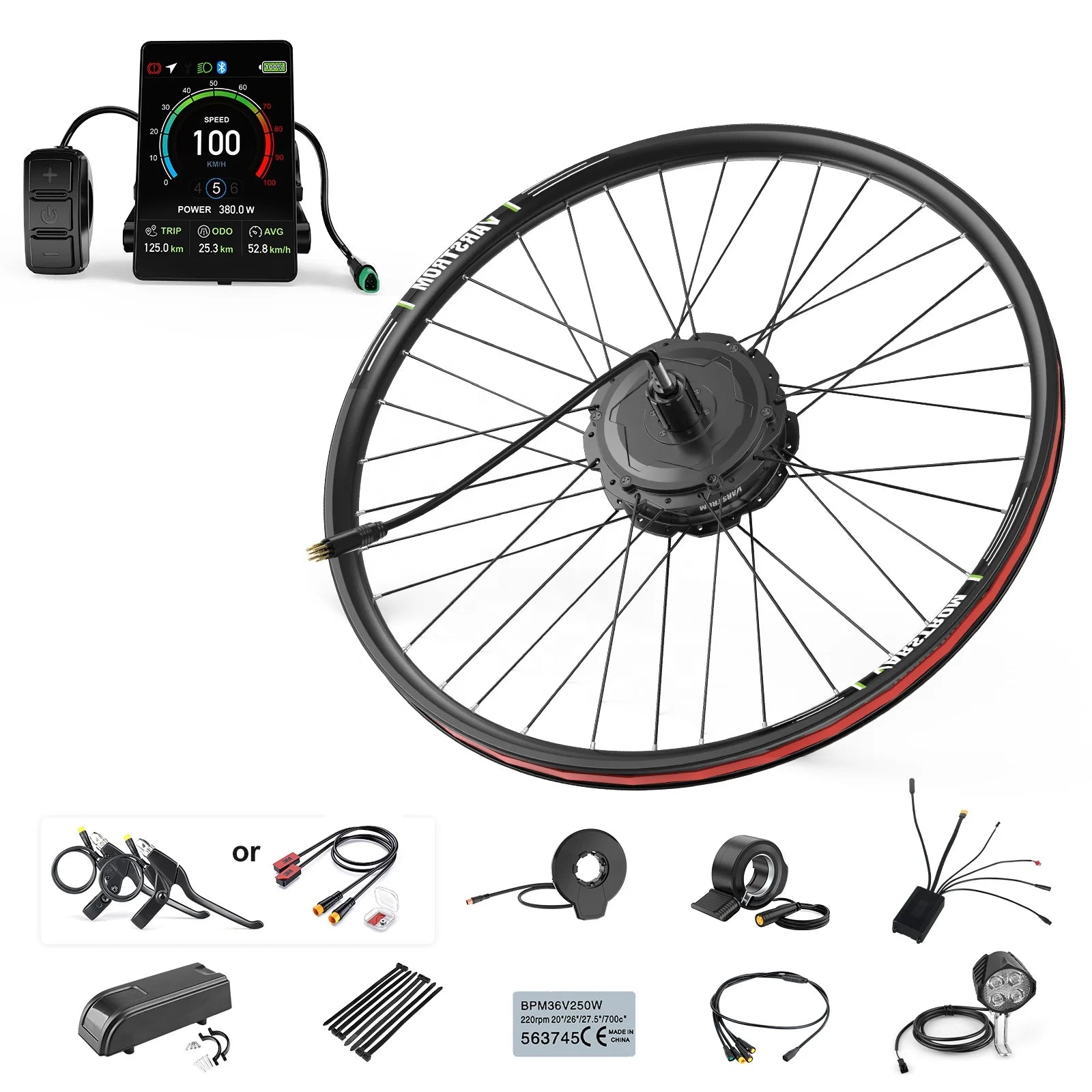 Varstrom Ebike Conversion Kit 125XVH 48V 500W Brushless Rear Hub Motor Kit 26" 27.5" 700C for Mountain Bike Food Delivery