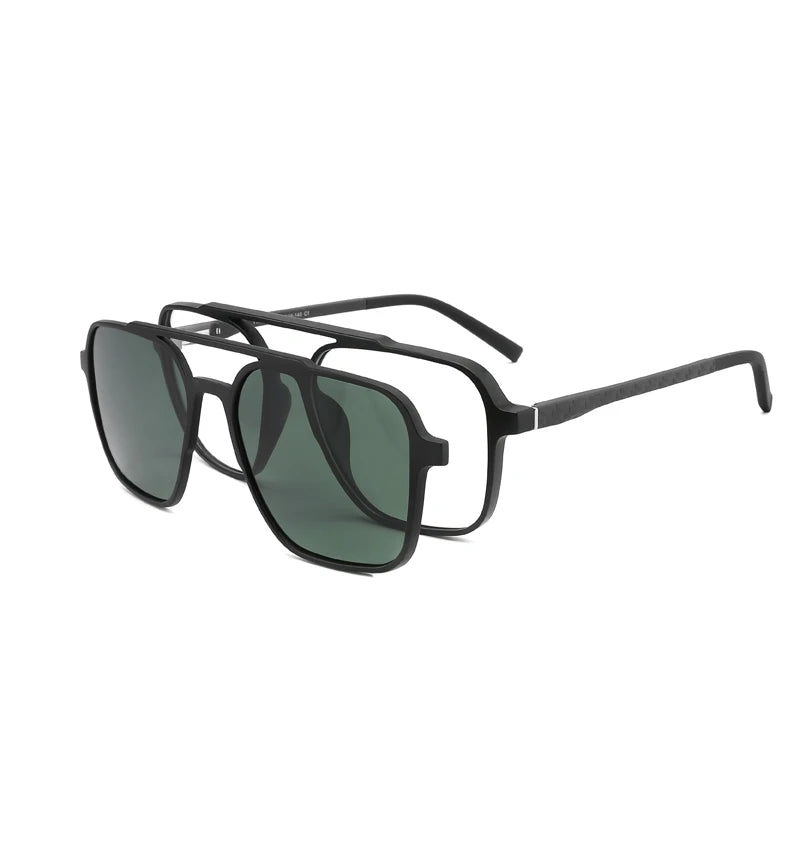 FEROCE ECO Bio TR Environmental Material TAC Polarized Luxury Shades Clip on Solid Square Unisex Sunglasses