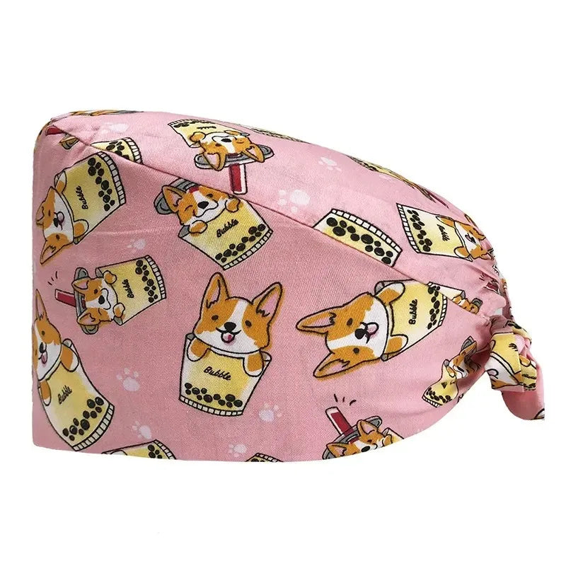 2 Caps for Women with 2 Scrunchie Satin Lined Scrub Caps WomenPremium Satin Lined Scrub Cap for Long Hair Protection MegaBDM