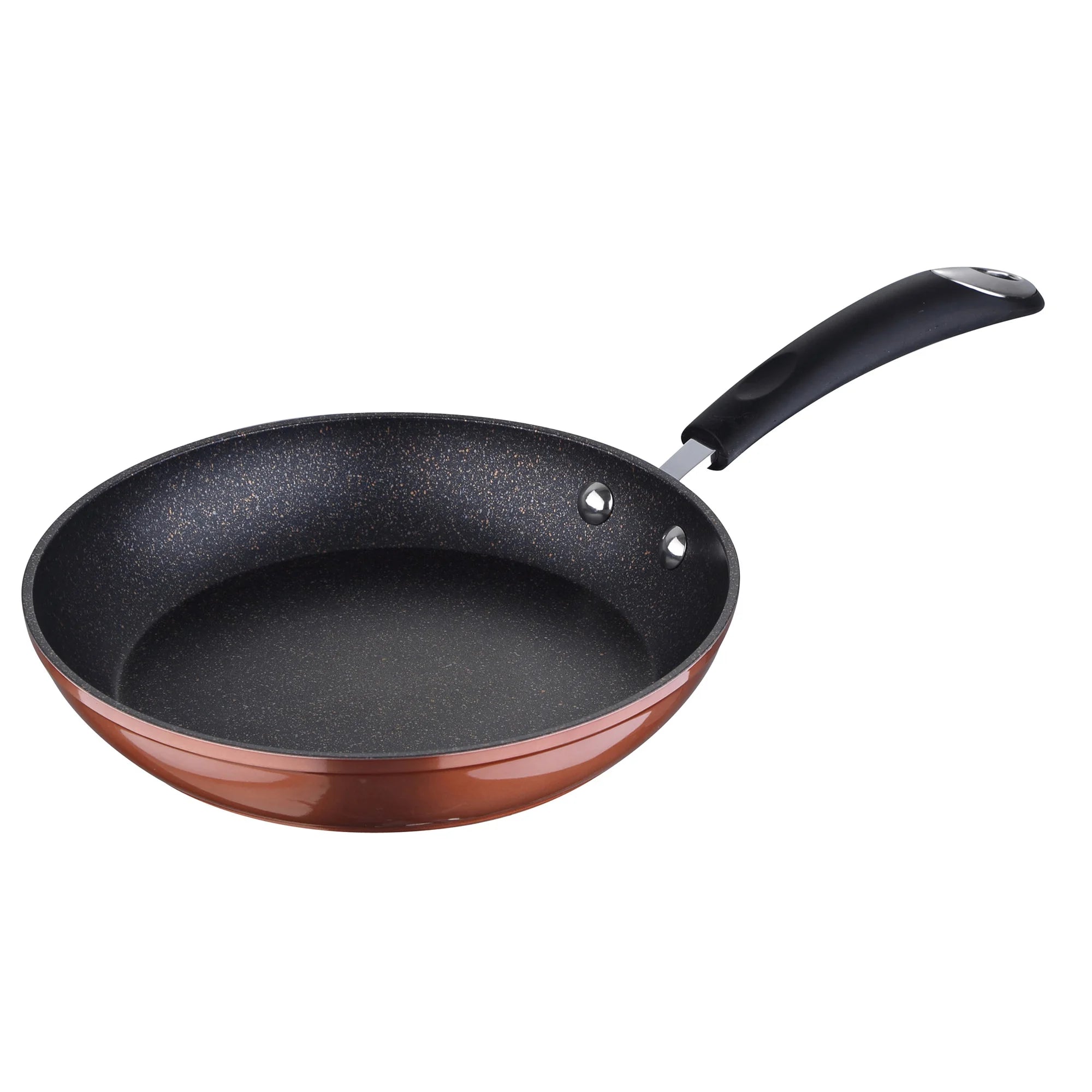 Frying pan 28 x 5.2 cm. Forged aluminum metallic copper color silicone-coated handle induction compatible