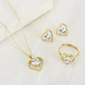 Wholesale Bridal Brass Cubic Zirconia Heart Silver Plated Religious Necklace Earrings Wedding Engagement Crystal Jewelry Set