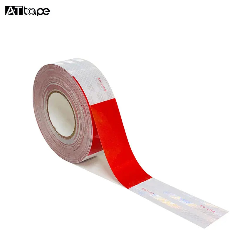 Reflective Stickers Truck Annual Inspection Warning Tape Red White PET Adhesive Paper Film High Intensity Prismatic Printable MegaBDM
