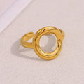 Dreamshow Minimalist Fashion Gold Plated Rings Irregular Hollow Waterproof Tarnish Free Stainless Steel Jewelry