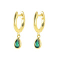 Luxury Jewelry S925 Sterling Silver Gold Plated Colorful Water Drop Zircon Pendant Crystal Earrings
