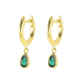 Luxury Jewelry S925 Sterling Silver Gold Plated Colorful Water Drop Zircon Pendant Crystal Earrings