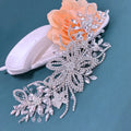 New Design Crystal Leaf Glass Silver Floral 3d Beaded Flower Applique for Bridal Wedding Craft Gowns Decoration