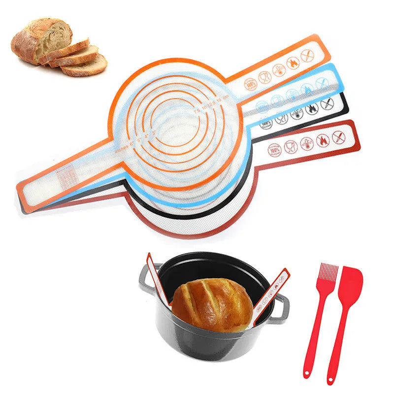 Long Straps Non-stick Easyto Clean Reusable  Baking Mat Heat Resistant Dutch Oven Liners Placing Sourdough Silicone Bread Sling