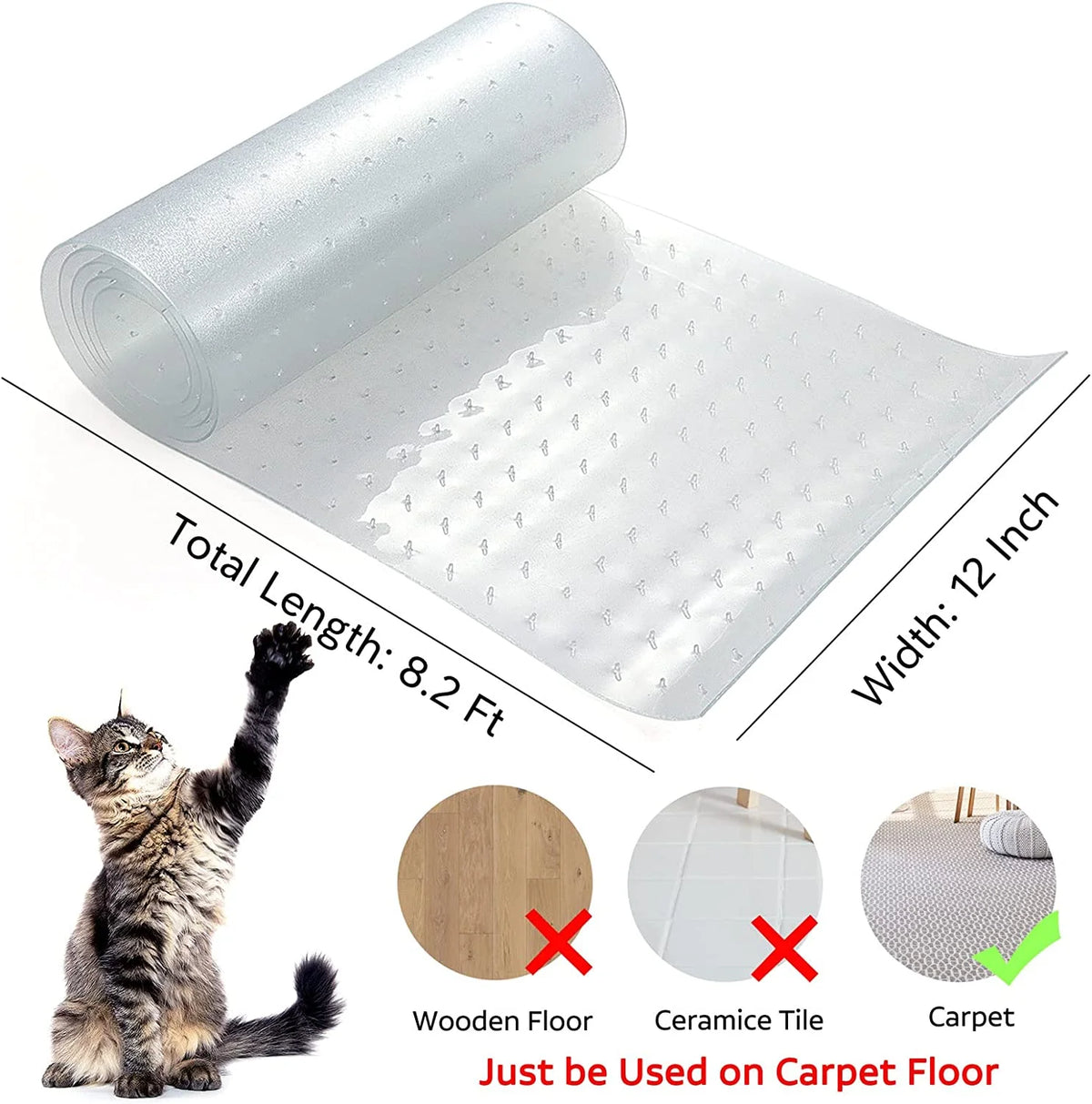 Modern Washable PVC Cat Carpet Protector Door Mat Dual Flooring Stop Cats From Scratching Carpet at Doorway Instantly MegaBDM