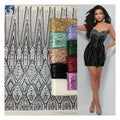 YX944 2026 200gsm African Evening Dress Mesh Cheap Lace Fabric Glitter Sequin Embroidered African Lace Fabrics for Clothing