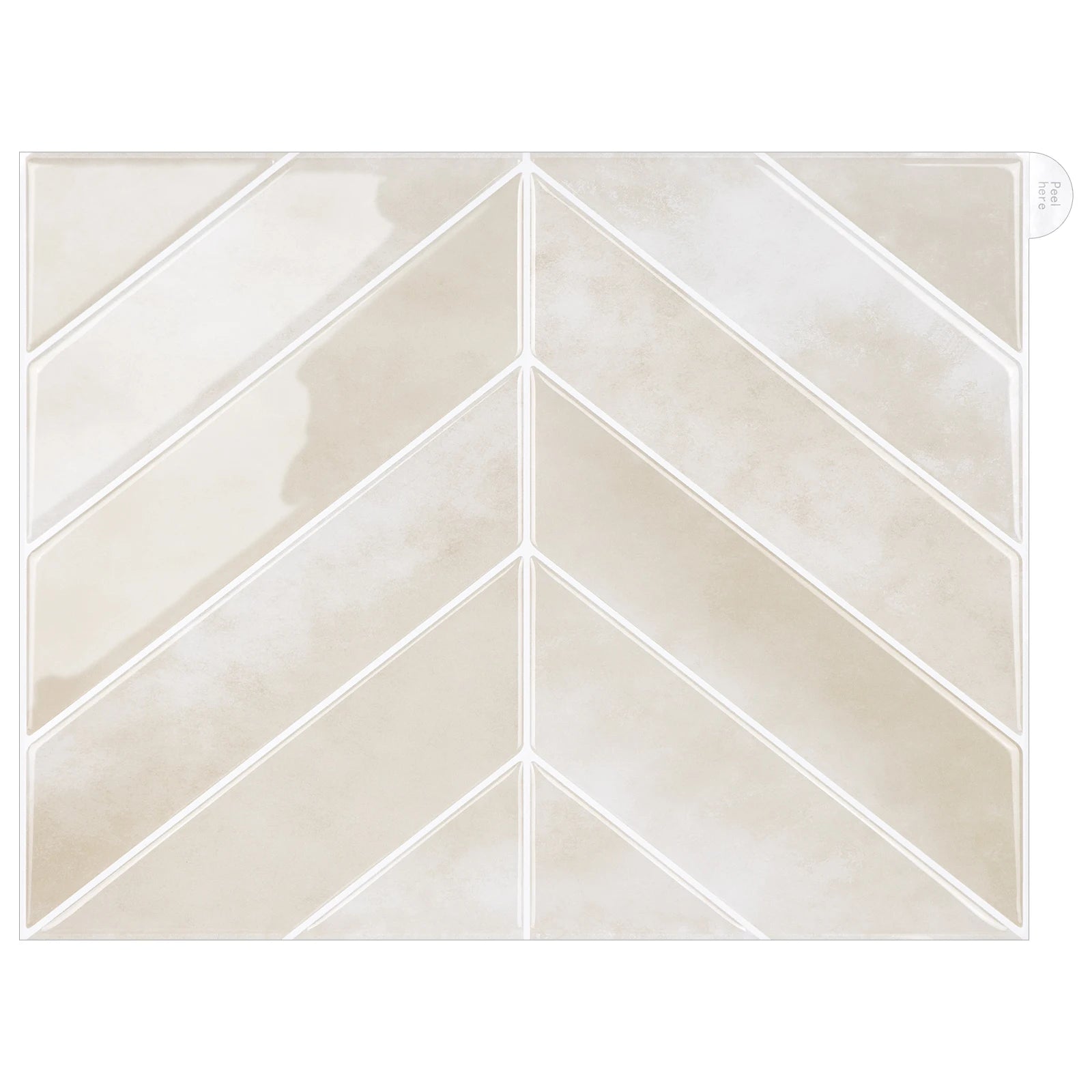 Peel and Stick 3D Effect Beige Marble Chevron Design Removable Stick on Wall Tiles