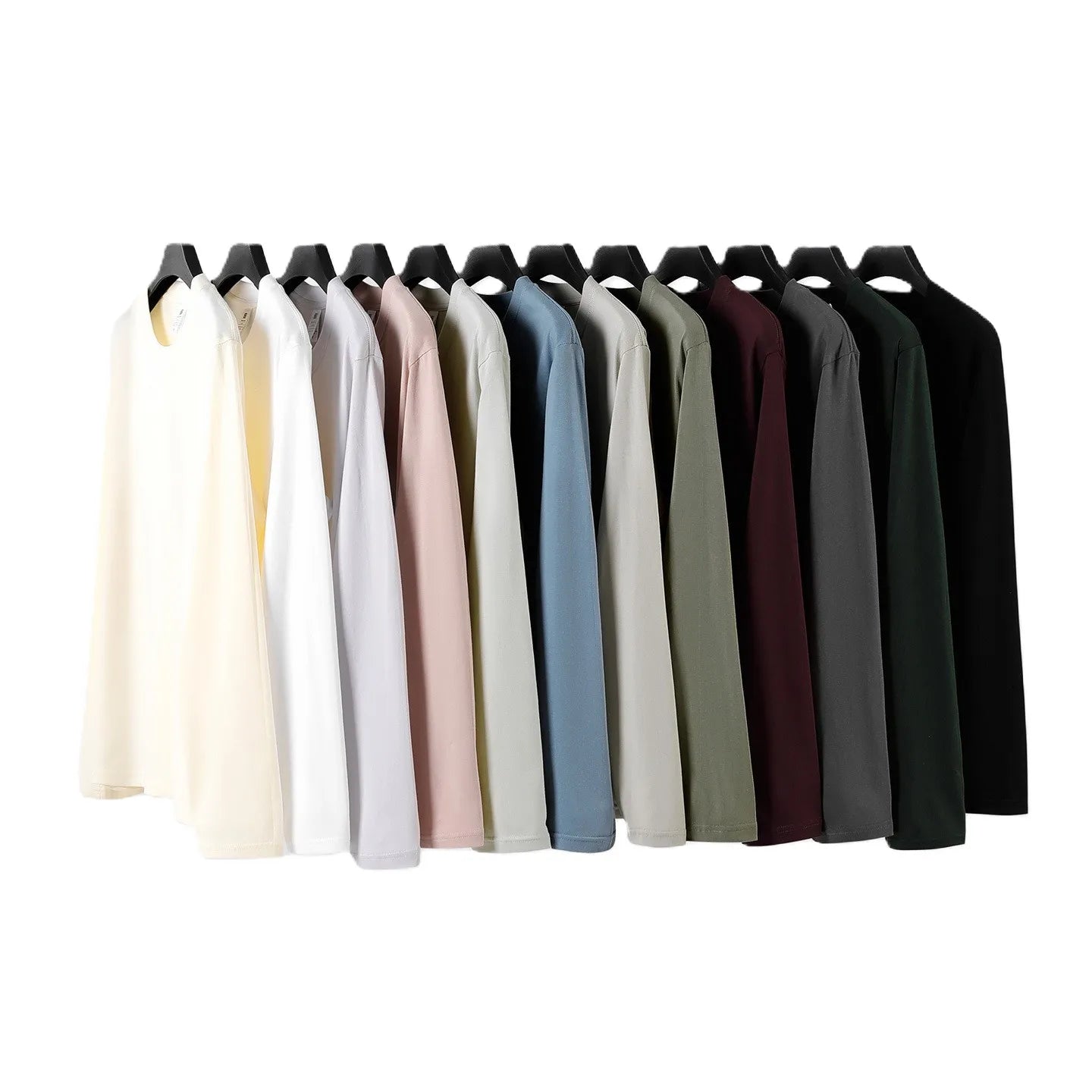 Bangladesh China Factory Price Customizable 230g Heavyweight Cotton Long Sleeve T Shirt Crew Neck Loose Fit Long Sleeve T Shirt