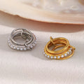 Dreamshow Multi-layered Imitation Pearl Stacking Ring Set Fashion Gold Plated Stainless Steel Jewelry