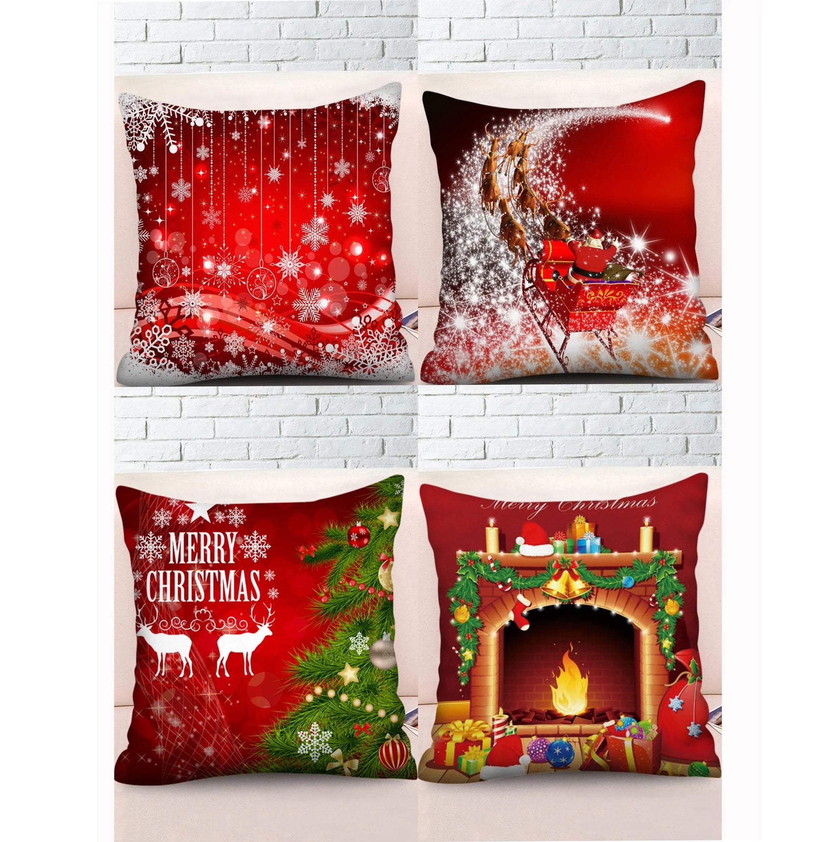 LS Yiwu Factory's Luxury Modern Christmas Decoration Merry Christmas Santa Clause Pillow Case Woven Cushion Covers for Home
