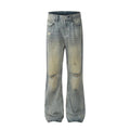 Men's European and American Style Street High Street Micro-flare Wasteland Style Ripped Retro Distressed Men's Jeans for Men MegaBDM