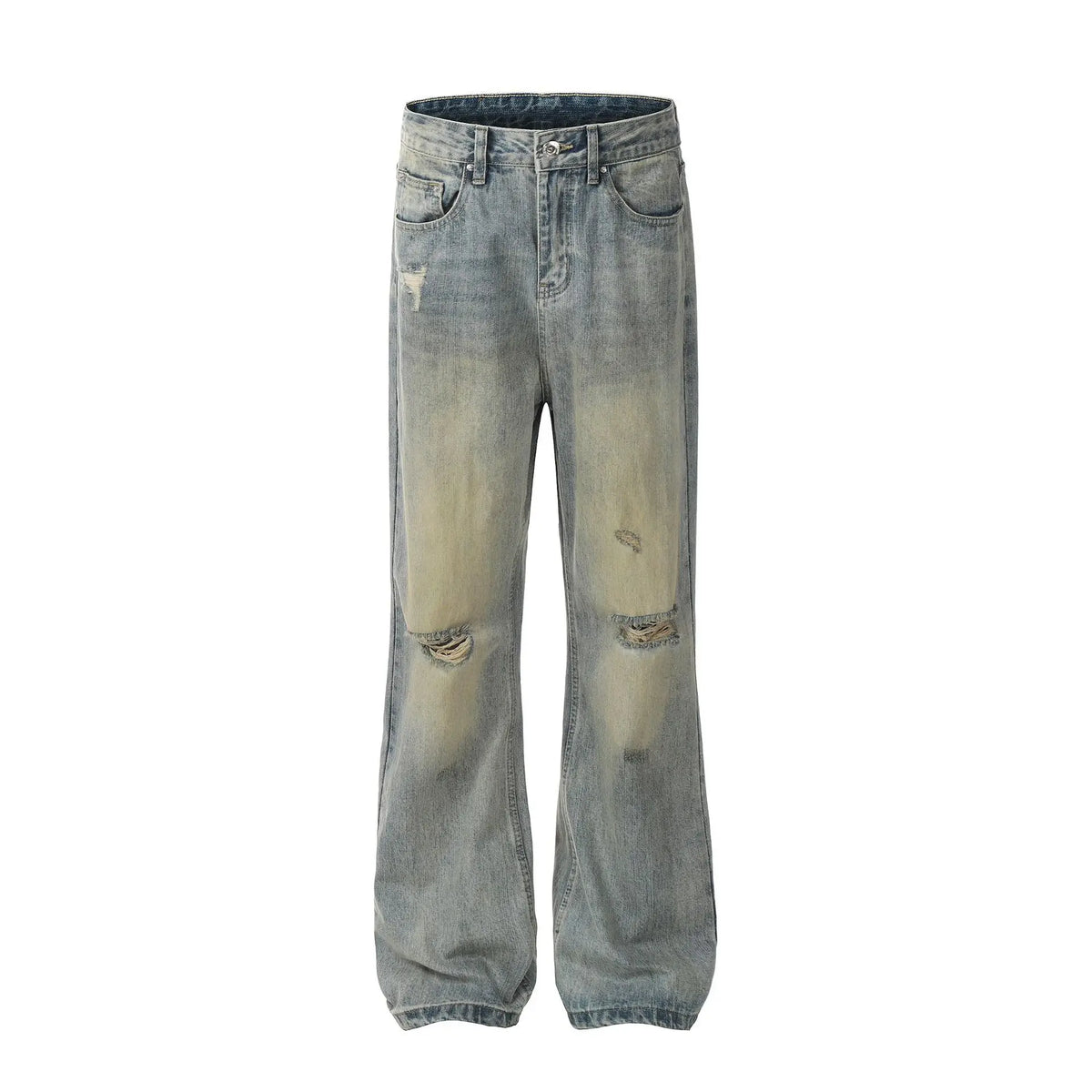 Men's European and American Style Street High Street Micro-flare Wasteland Style Ripped Retro Distressed Men's Jeans for Men MegaBDM