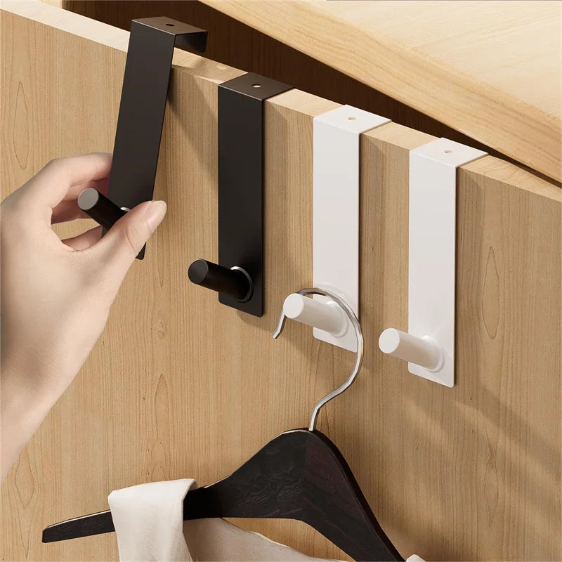 Punch Free Door Hook Cloth Key Towel Holder Multi-purpose Kitchen Cabinet Tool Hanger Bathroom Door Creativity Rack Robe Hooks