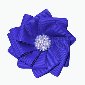 Fashion Solid Silver Plated Pure Grosgrain Ribbon Flower Brooch Pin for Wedding Engagement Party Gift Men Women Unisex