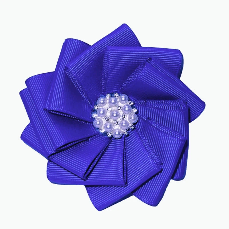 Fashion Solid Silver Plated Pure Grosgrain Ribbon Flower Brooch Pin for Wedding Engagement Party Gift Men Women Unisex