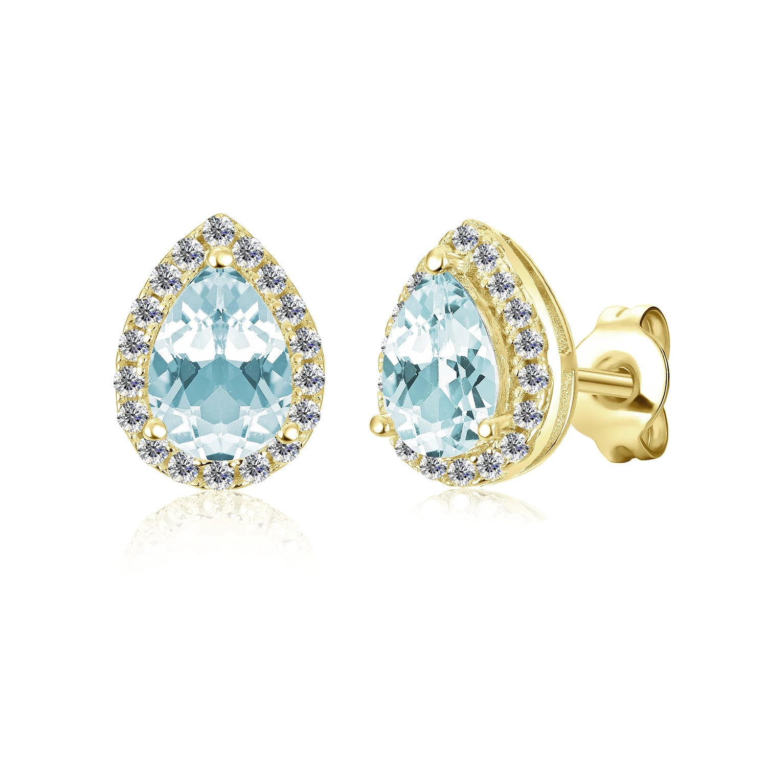 2022 New Natural Gemstone Jewelry 925 Sterling Silver Sky Blue Topaz Waterdrop Stud Earrings Bijoux Pour Femme Destiny Jewellery