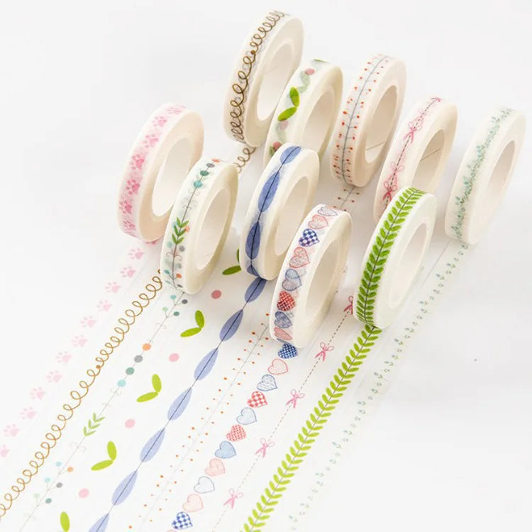 LS Cute Korean Stationery Decorative Adhesive Tape Set Kawaii Masking Washi Tape for Scrapbooking Journal Supplies Still Life