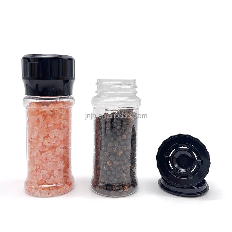 Manual Spice Salt Pepper Mill 100ml  Plastic Refillable Spice Salt Pepper Grinder