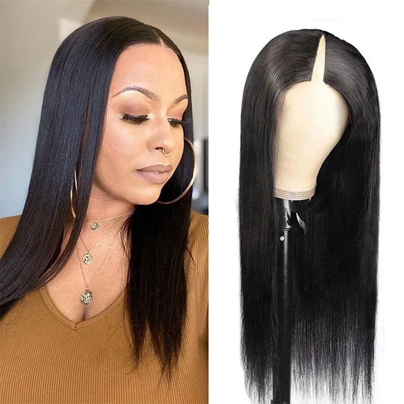 CLJhair 150 Density 32 Inches V Part Straight Human Hair Wigs Human Hair for Women Hair