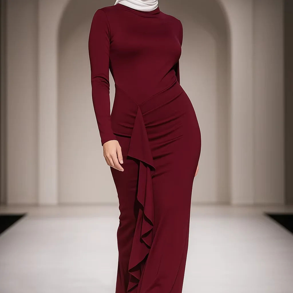 YXD169 Solid-color Sheer Lace-edged Form-fitting Skirt 2026 Eid Tiktok Ig Modest Customizable Factory Price Wholesale
