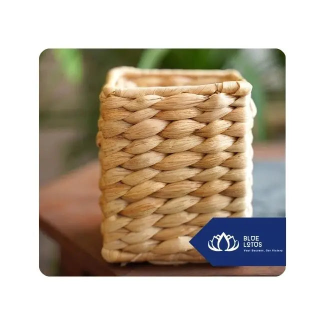 Modern Decorative Planter Handwoven from Water Hyacinth for Indoor Use by Blue Lotus Farm
