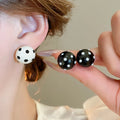 Silver Needle Ins Style Black and White Polka Dot Ball Earrings Y2K Sweet Design Round Ball Stud Earring for Women