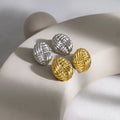 Minimalist Stud Earrings Woven Texture Stainless Steel Stud Earring 18K Gold Plated Korean Casual Ear Rings Jewelry Women
