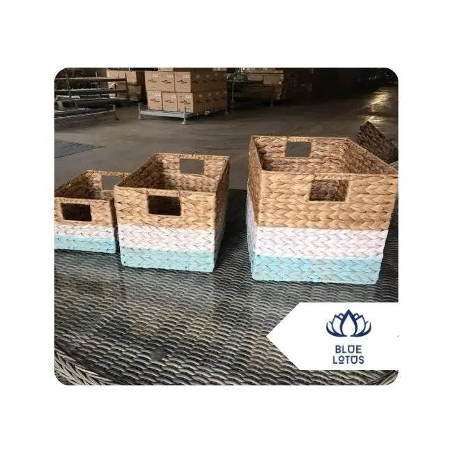 Classic rectangular water hyacinth tray basket designed for display serving or organizing From Blue Lotus Vietnam