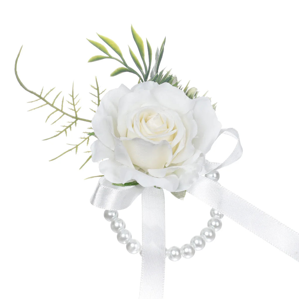 Elegant Forest Wedding Wrist Corsage Korean Style Bridal Bouquet Artificial Silk Rose Flower Corsage Ceremony Decoration